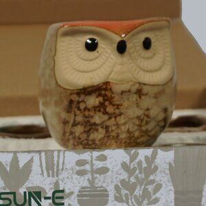 6 Sun-E miniature planting pots NIB Owl themed 2.5" tall